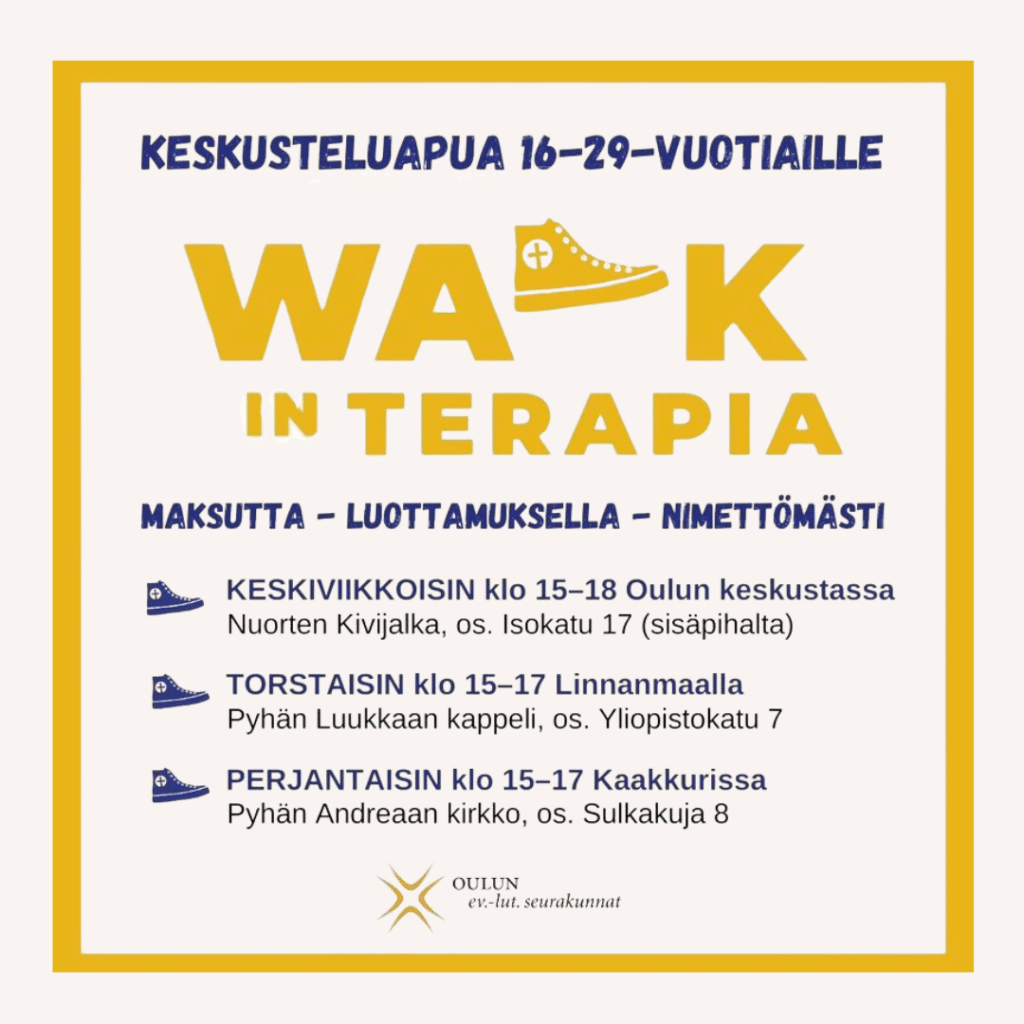 Walk in -terapia tarjoaa anonyymia, maksutonta keskusteluapua myös opiskelijoille – yksi piste myös Linnanmaalla