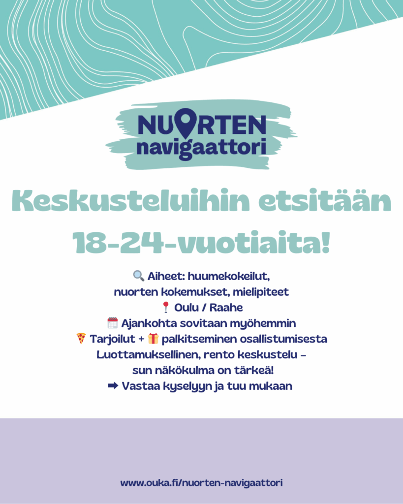 Oletko 18-14-vuotias oululainen? Vastaa Nuorten navigaattori -hankkeen kyselyyn ja voita leffalippuja