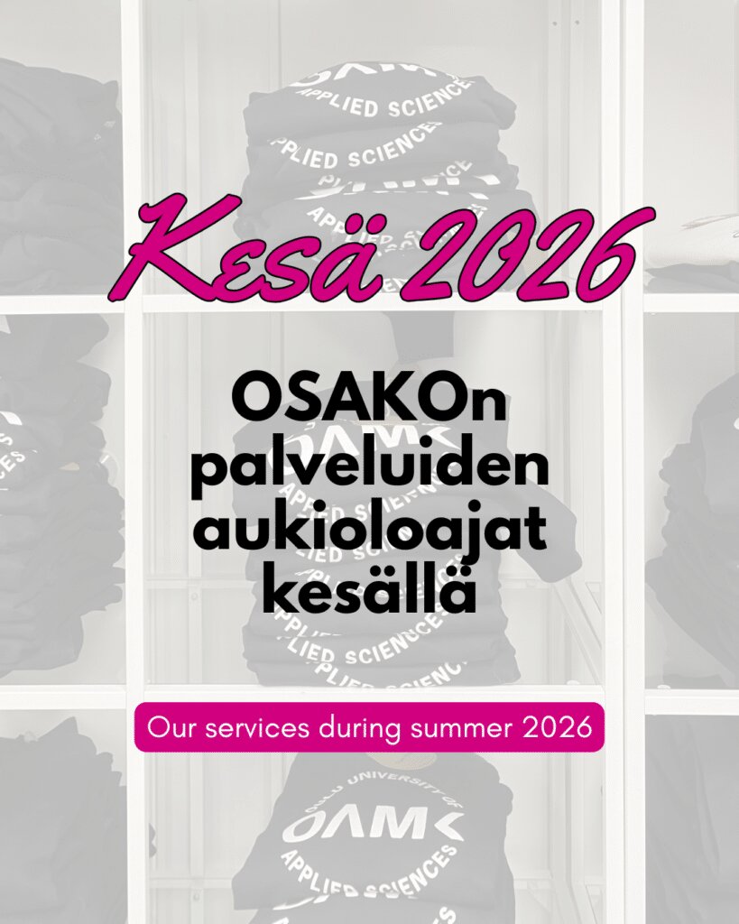 OSAKOn kesän aukioloajat 2026